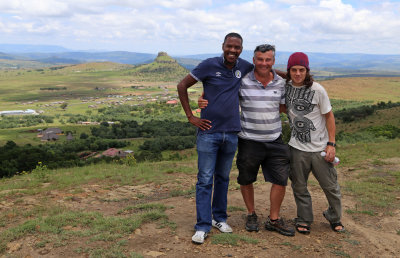 With our excellent Zulu guide Thulani Khuzwayo with the mountain at Isandlwana in the background
