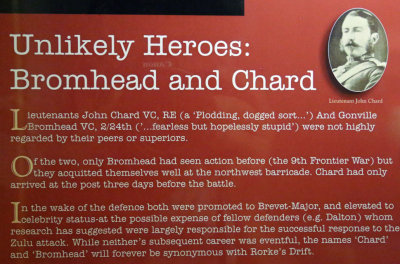 Information in the Rorke's Drift museum about the defenders Bromhead, Chard and Dalton