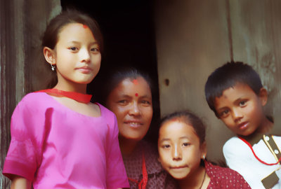 Mother and her Family. Bhaktapur, Kathmandu