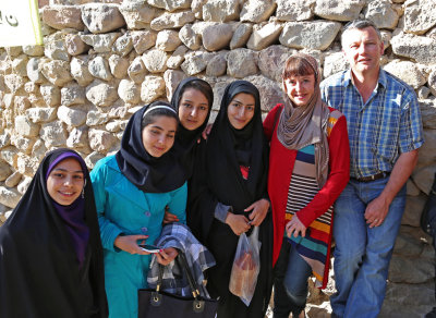 Posing for photos with a girls school outing, Kandovan