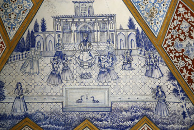 Decorative scenes from the Qajar Pavilion, Bagh-e Fin