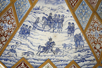 Decorative scenes from the Qajar Pavilion, Bagh-e Fin