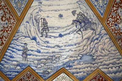 Decorative scenes from the Qajar Pavilion, Bagh-e Fin