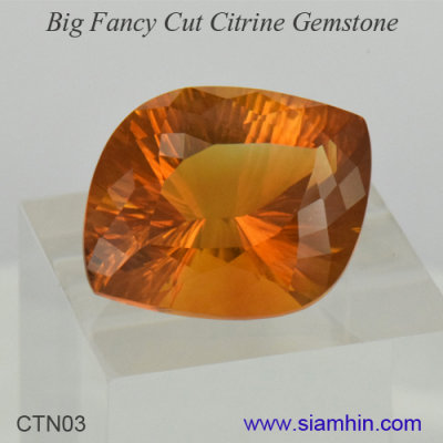 Big Citrine Gemstone, 22 Carat Rare Fancy Shape Citrine Cut By Fine Gem Artist