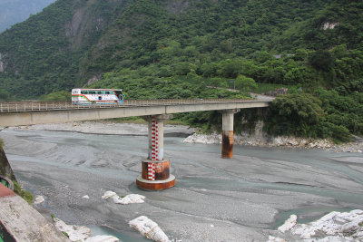 Bridge crossing the lakebed.