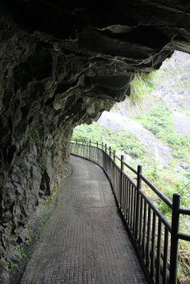 Here, you can see the precipitous cliff and how the path was carved into it.