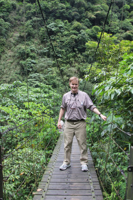 Me crossing the footbridge. It is not for the faint of heart!