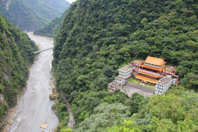 View from the Bell Tower of the Liwu River Gorge and Changuana Temple.