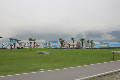 A long mural at Stone Sculpture Park.