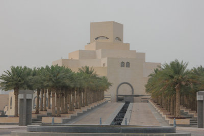 View of the Museum of Islamic Art, which was designed by the renowned architect, I. M. Pei. 
