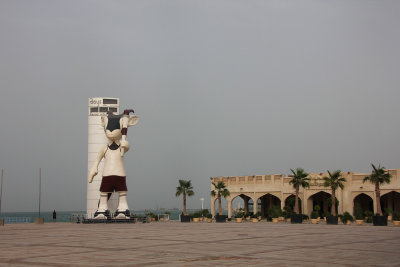 Orry, the 2006 Asian Games mascot with countdown clock on the Corniche.