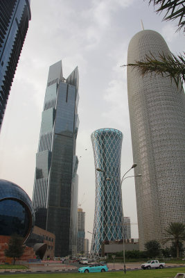 The building in the center is called the Tornado Tower.