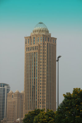 This building is the Qatar Telecom Headquarters.