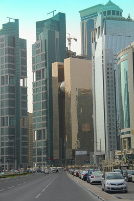 Ahead, is the Doha stock exchange building.