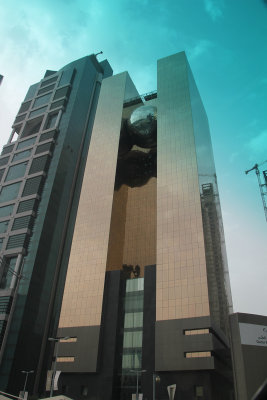 Close-up of Doha stock exchange building.