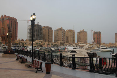 A waterfront promenade at the Pearl.