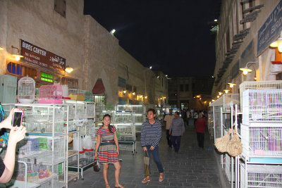 There were many bird cages lined up.