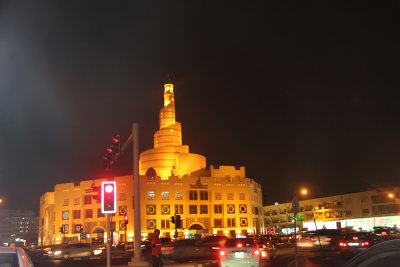 Driving back to my hotel, we passed by the Fanar Islamic Centre illuminated at night.