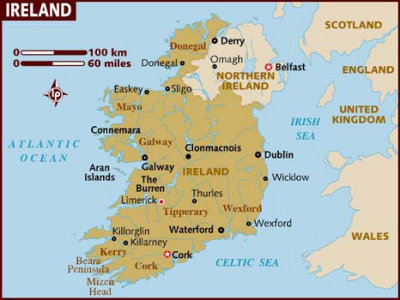 Map of Ireland with the star indicating Cork.