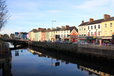 View of houses and shops along Corks Lee River.