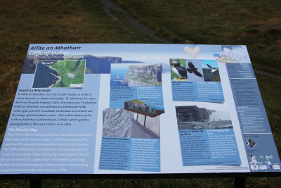 Informational sign for the Cliffs of Moher.
