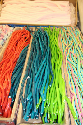 This concession stand had string candy.