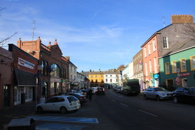 Pearse Street in Kinsale with its many shops.
