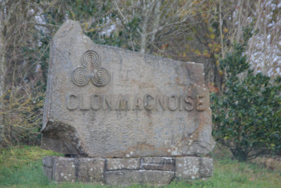 Stone sign at the entrance of Clonmacnoise.