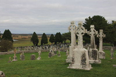 Tall crosses in the foreground.