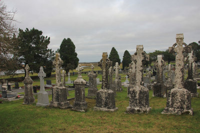 Close-up of more graves at Clonmacnoise Monastery.