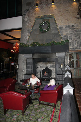 Medieval fireplace in the lobby.