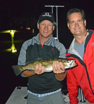 Jarret & Keith from Orlando with some nice dock light Sea Trout