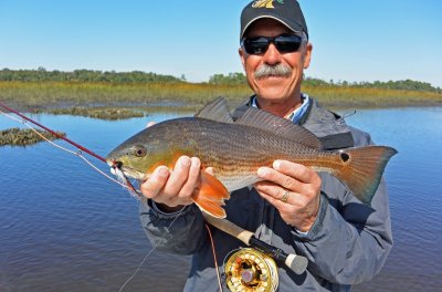 Larry T. from Colorado sight fished his 1st Redfish caught on fly