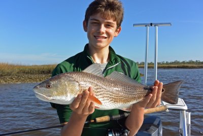 15 Yr. old Jack from New Jersey with his 1st Redfish caught