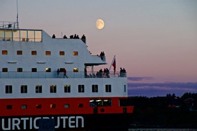 The moon is over the Hurtigruten MS