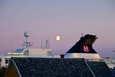 The moon is over the Hurtigruten MS