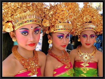 Three Young Legong Dancers backstage.