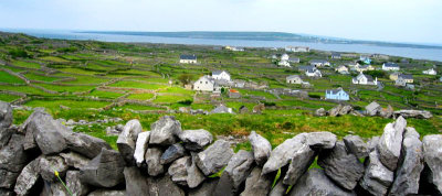Inisheer in the Aran islands, with Inishmaan in the distance