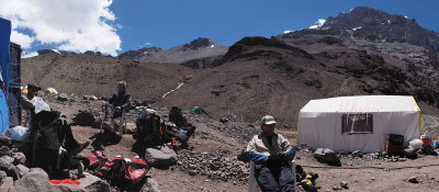 Rest in base camp below Aconcagua
