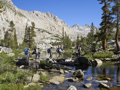 Crossing the outlet of Blue Lake