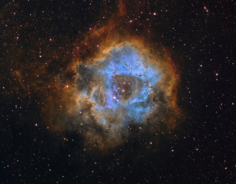 Rosette Nebula in a modified Hubble palette