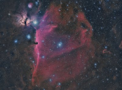 The HorseHead and Flame Nebula in HaLRGB