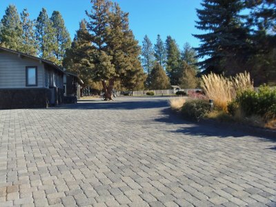 paver driveway w/Bunkhouse to the left