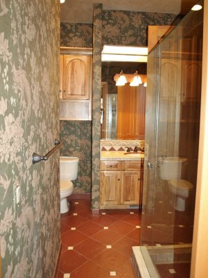 guest bathroom by formal dining room
