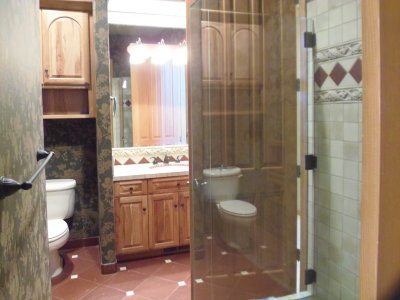 guest bathroom by formal dining room