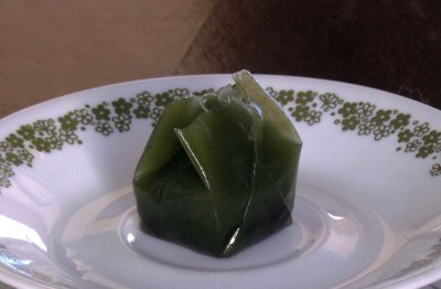 Green Youkan with Sweet Red Bean Inside