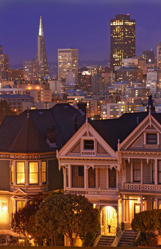 San Francisco, Victorian Houses Twilight