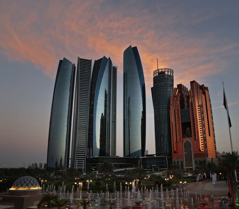 Ethiad Towers sunset, Dubai