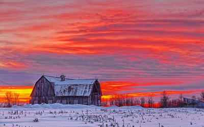 Winter Barn In Sunrise 20140204