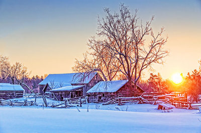Rustic Farm In Winter Sunrise 20140210
